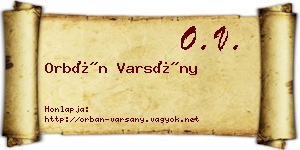Orbán Varsány névjegykártya